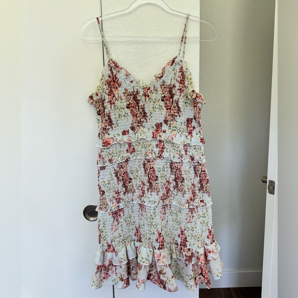 Zara White and Pink Floral Dress